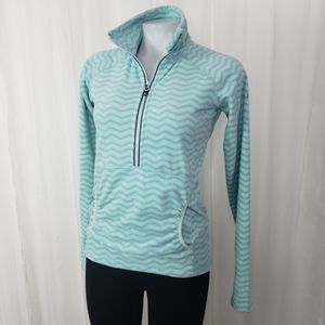Roxy fleece chevron zigzag fleece pullover half zip blue size small